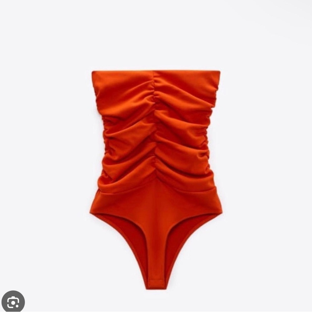Zara Ruched Orange bodysuit